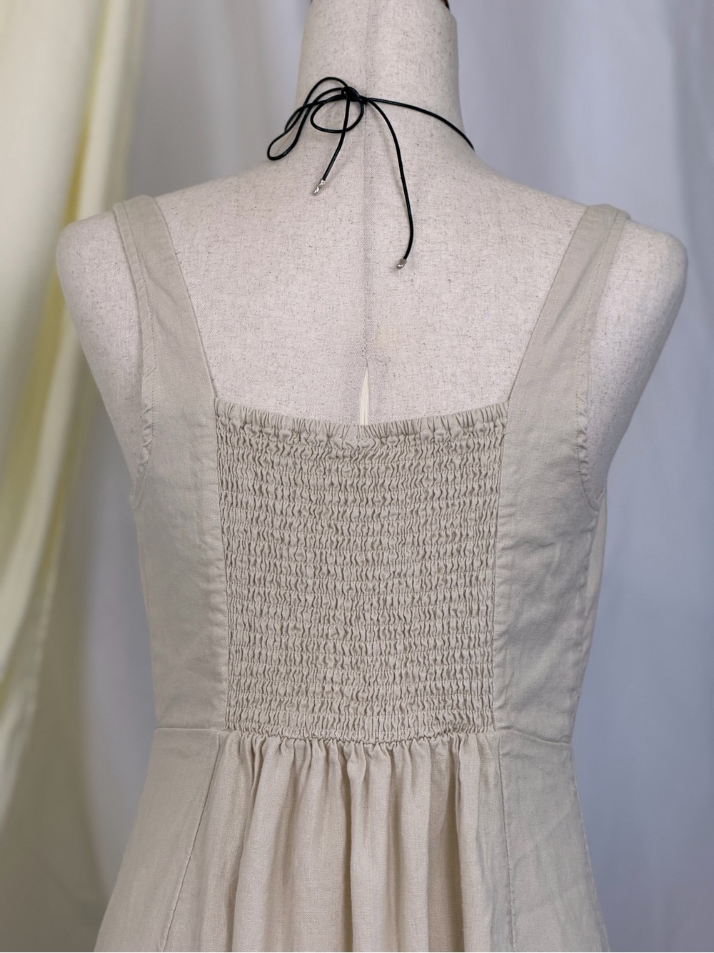 Old Navy Cream Linen-Blend Summer Dress - Cottagecore boho prairie size M chic - Picture 6 of 9